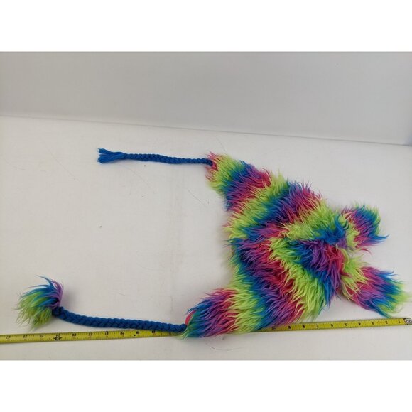 Rave + Roar Y2K Bunny Series EDM Rainbow Multicolor Pom Poms Fuzzy Hat Winter - Picture 10 of 14